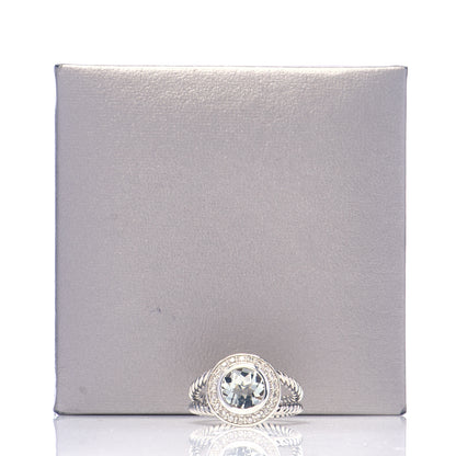 David Yurman Sterling Silver Diamond Prasiolite 8mm Petite Cerise Ring 52 6 6 of 6