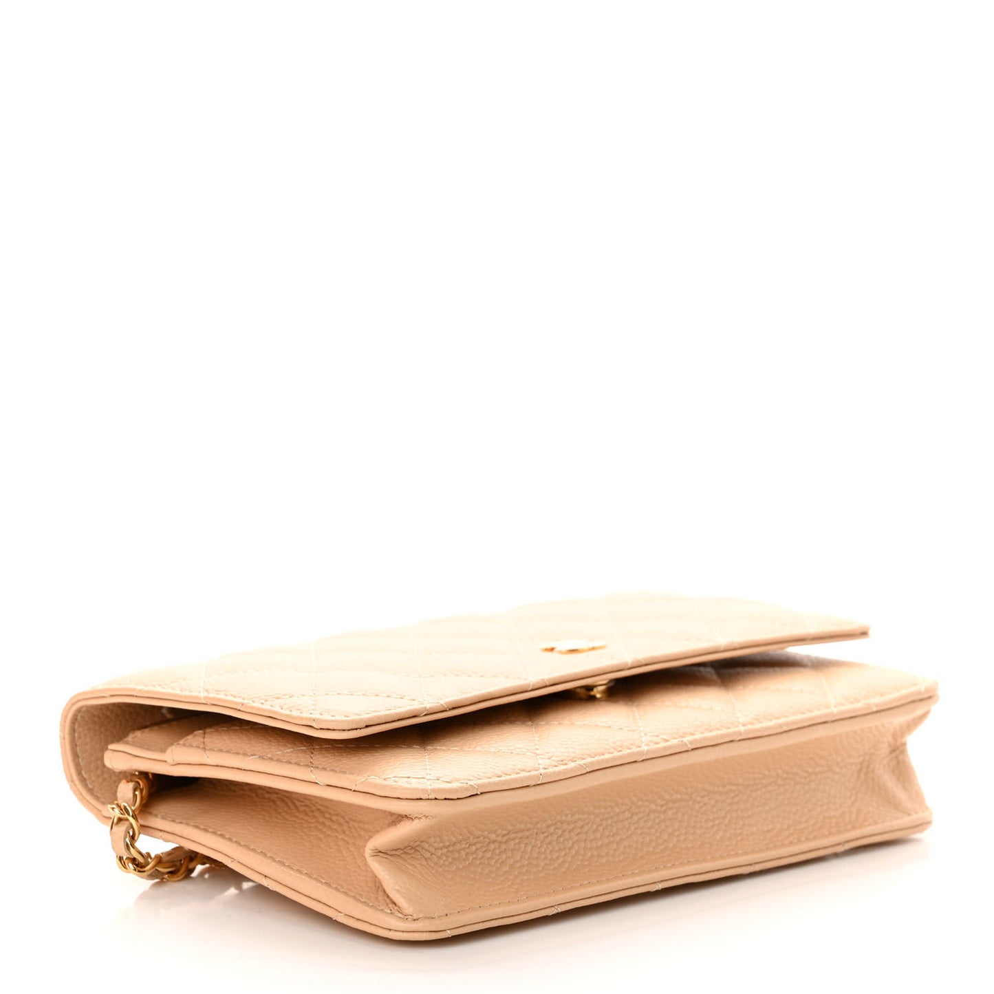 Caviar Quilted Wallet On Chain WOC Beige