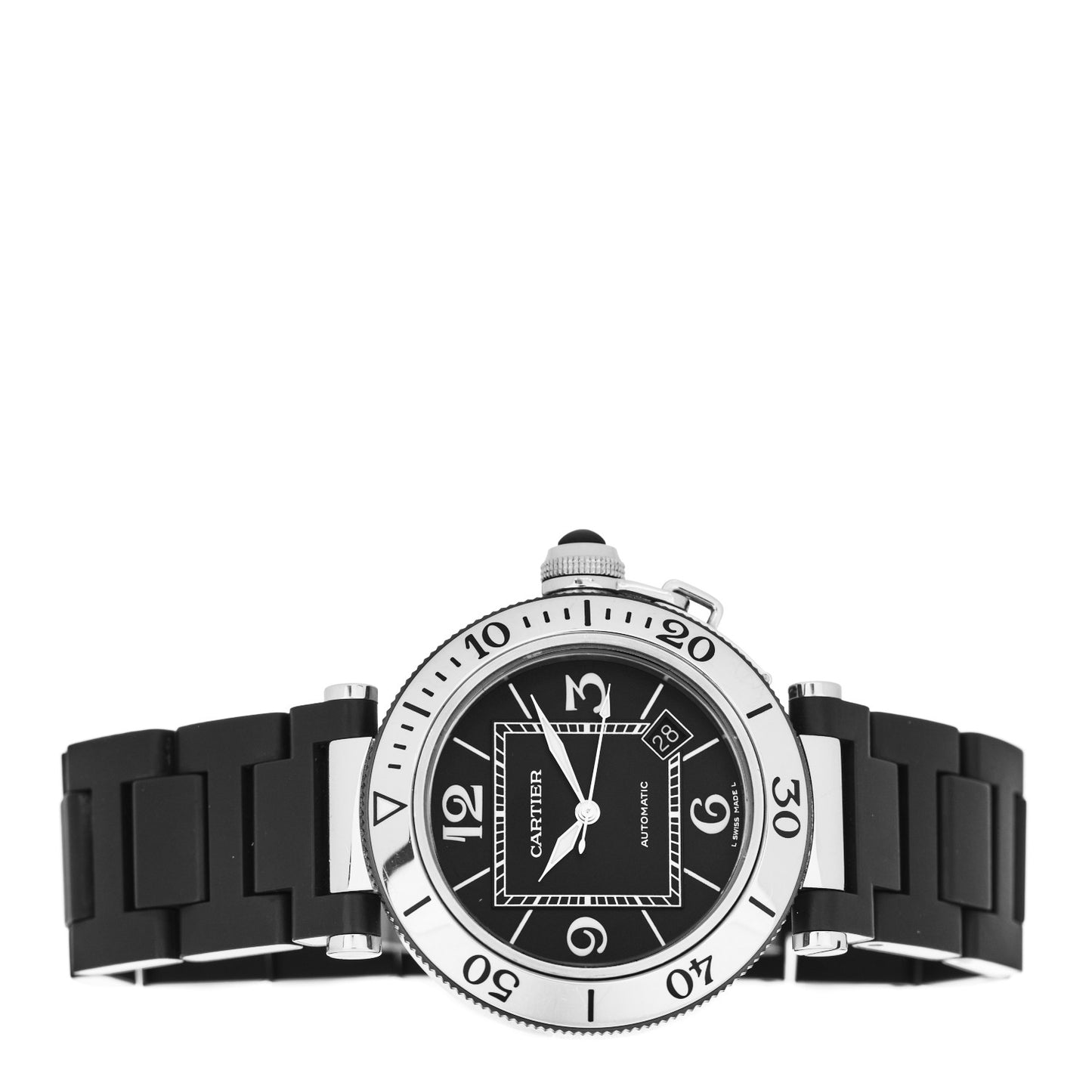Stainless Steel Rubber 40mm Pasha C Seatimer Automatic Watch Black