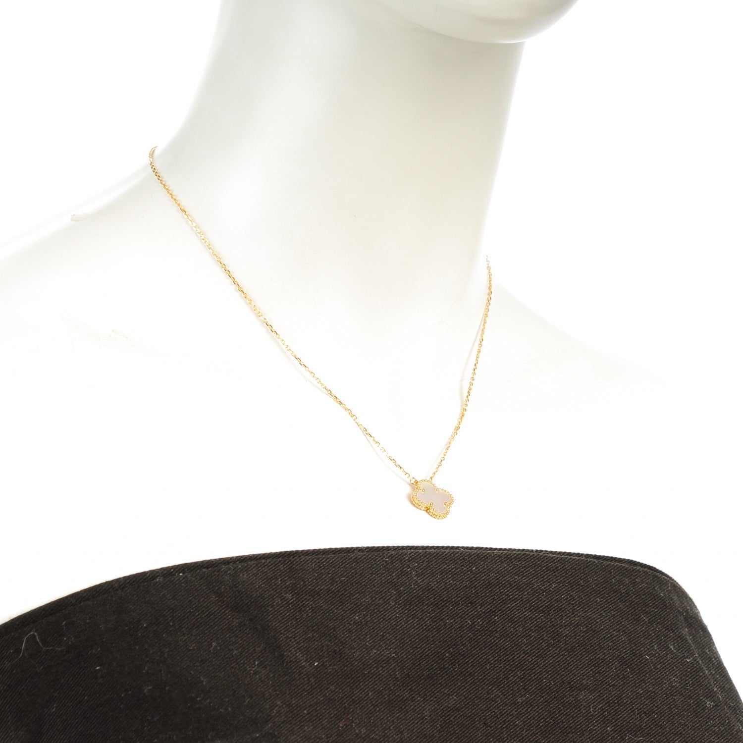 Van Cleef & Arpels 18K Yellow Gold Mother of Pearl Vintage Alhambra Pendant Necklace 2 of 6