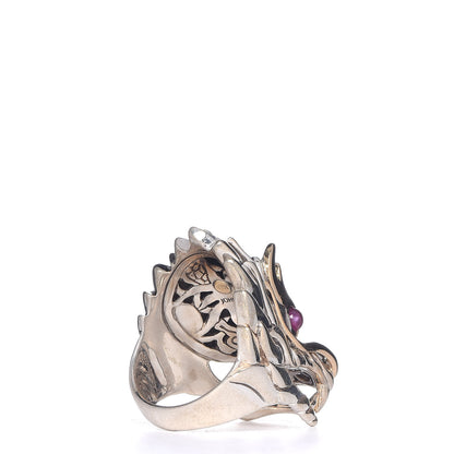 John Hardy Sterling Silver 18K Yellow Gold Ruby Naga Dragon Head Ring 54 7 4 of 5