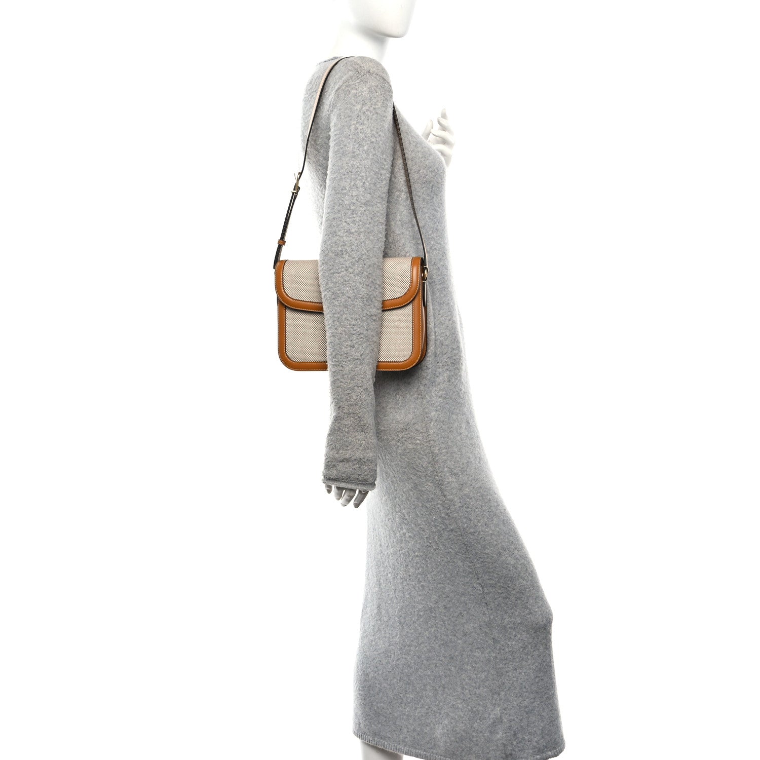 Valentino Garavani Smooth Calfskin Canvas 9to5 Shoulder Bag Natural Golden 2 of 14