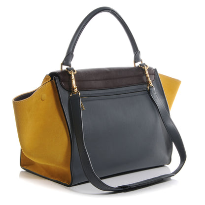 Celine Calfskin and Suede Small Tri-Color Trapeze Yellow 3 of 9