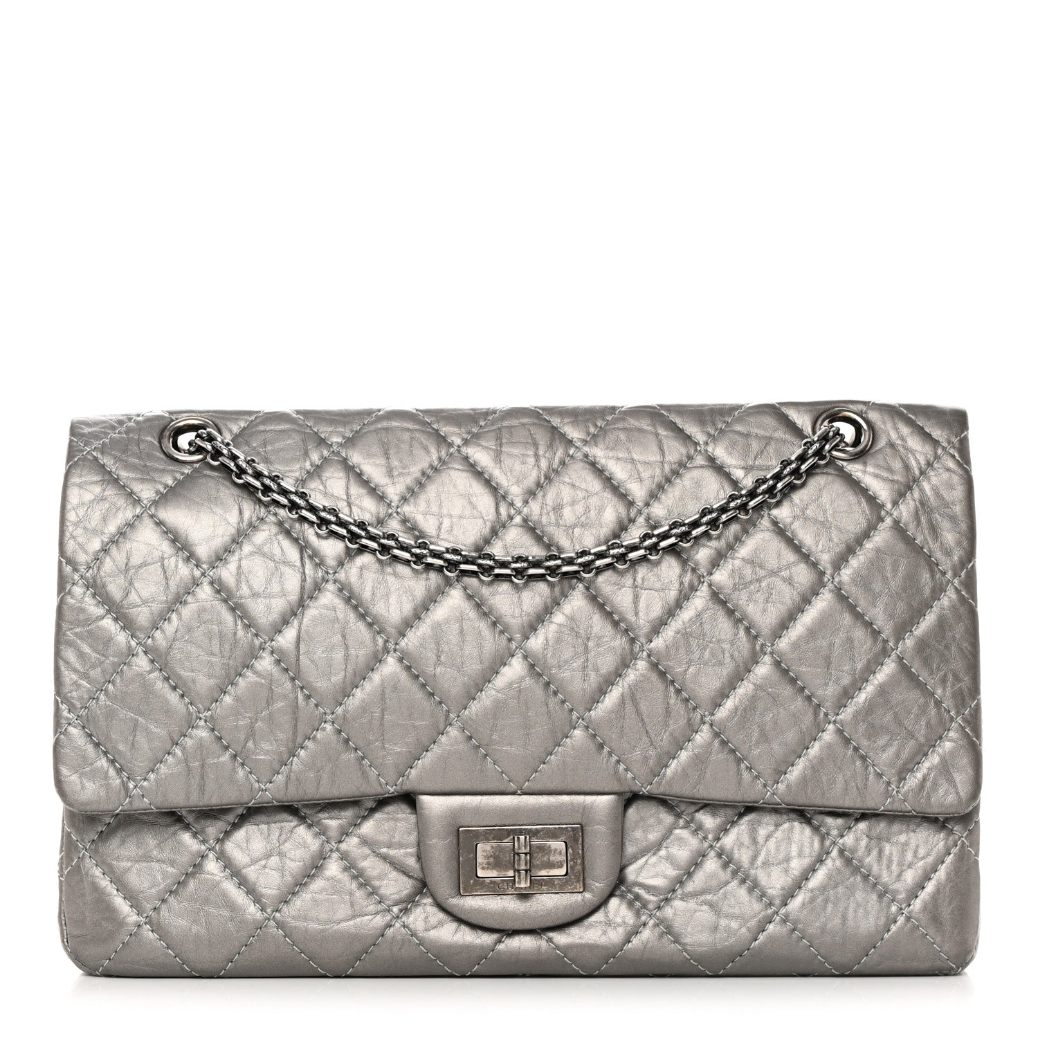 Chanel Metallic Aged Calfskin Quilted 2.55 Reissue 227 Flap Dark Silver 1 of 12