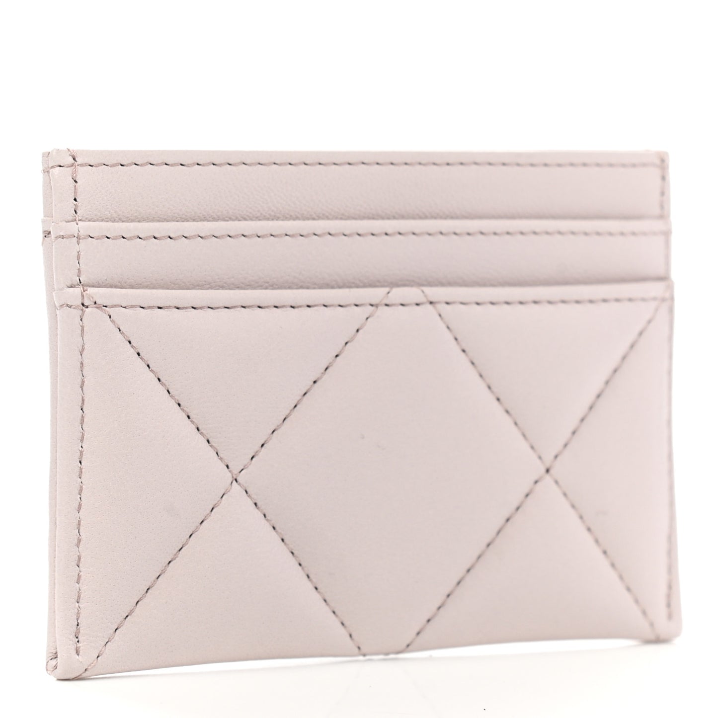 Lambskin Quilted Chanel 19 Card Holder Light Purple
