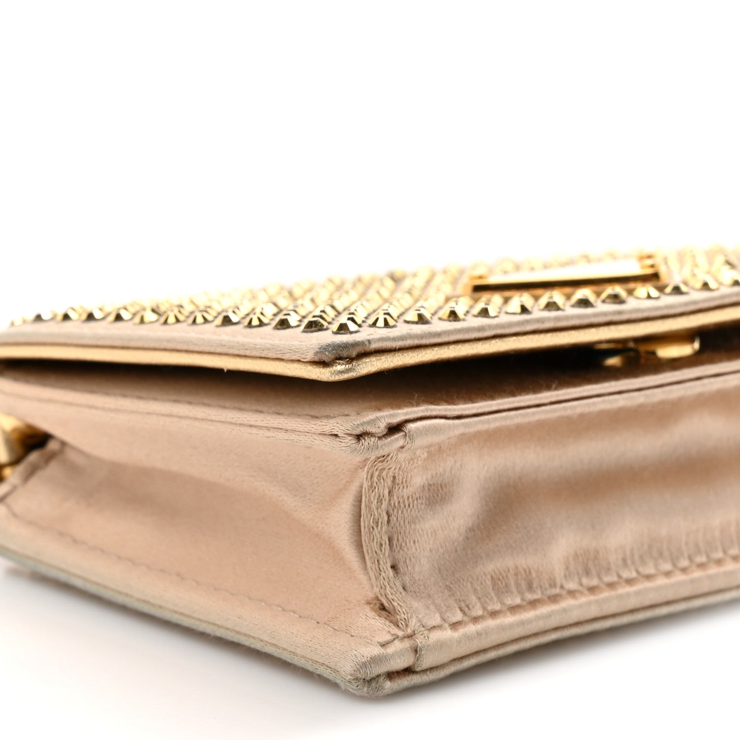 Prada Satin Crystal Metal Triangle Logo Card Holder With Strap Platino 10 of 14