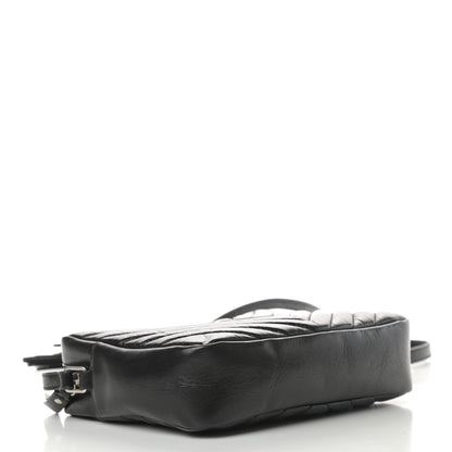 Saint Laurent Cracked Shiny Calfskin Matelasse Monogram Lou Camera Bag Black 4 of 10