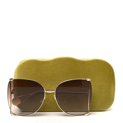 Gucci Oversized Round Sunglasses GG0252S Gold Brown 8 of 8