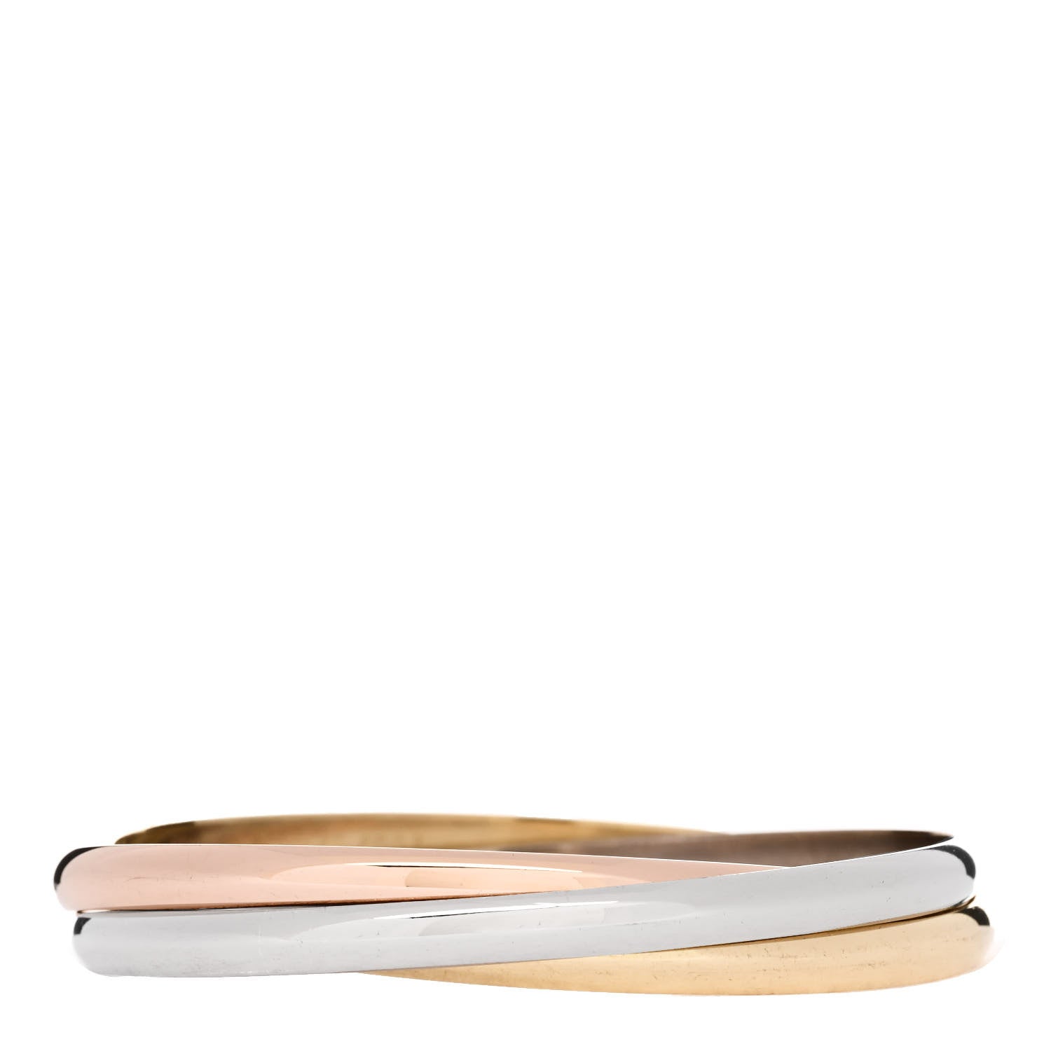 Cartier 18K Pink Yellow White Gold 4.5mm Trinity Bangle Bracelet 2 of 4