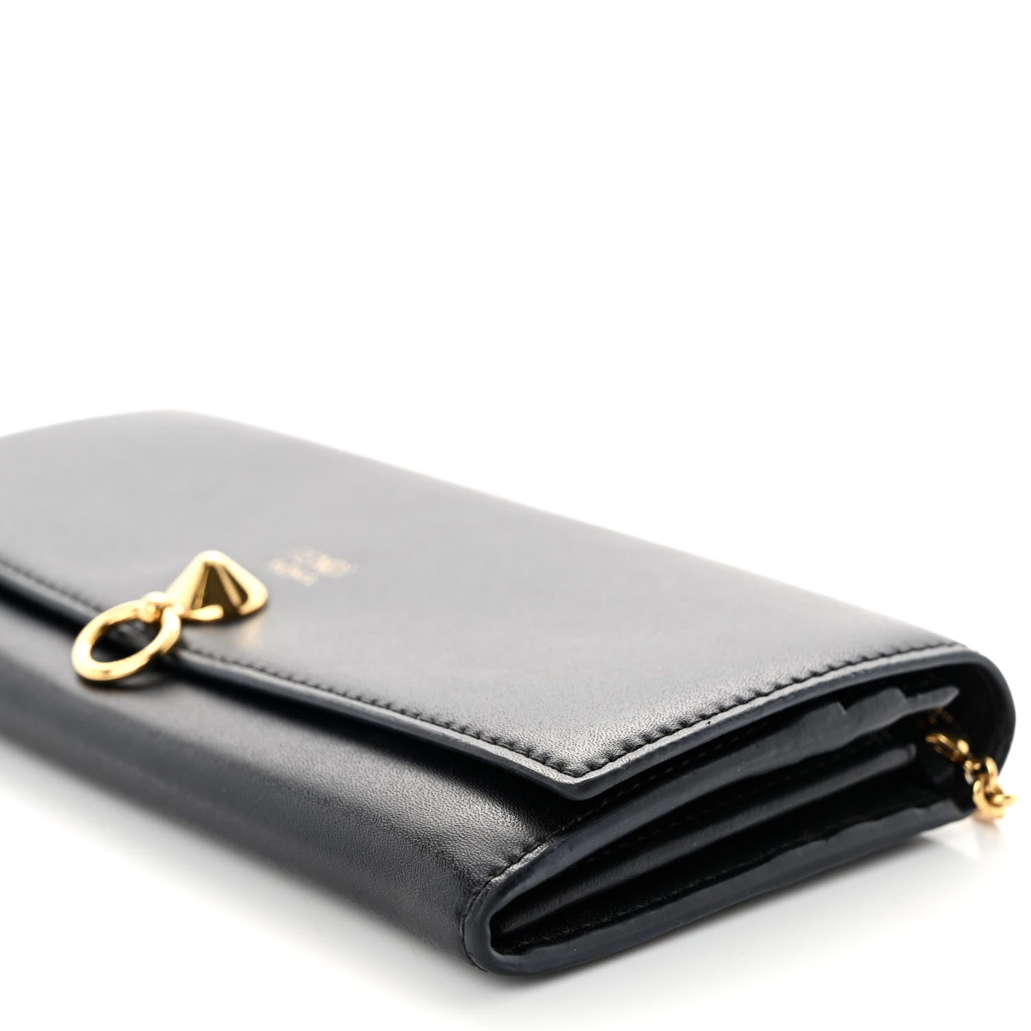 Fendi Vitello Liberty Century Lucido By The Way Continental Wallet On Chain Black 10 of 11