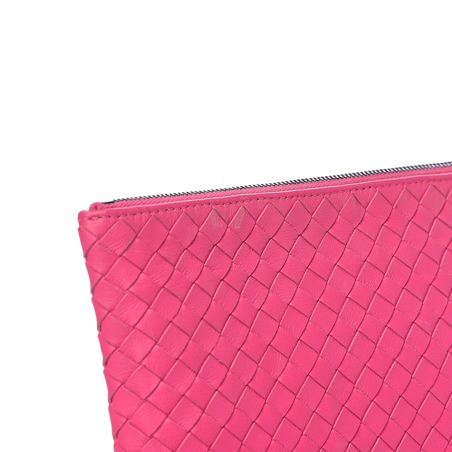 Nappa Intrecciato Medium Zip Pouch Rosa Shock