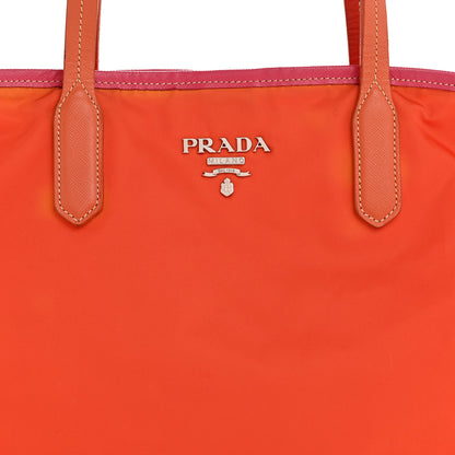 Prada Tessuto Nylon Saffiano Tote Papaya Ibisco 9 of 14