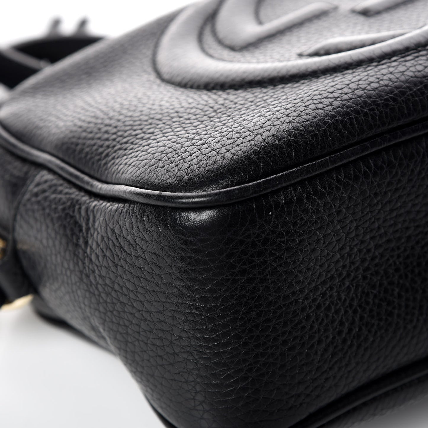 Pebbled Calfskin Small Soho Disco Bag Black