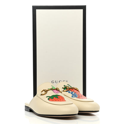 Gucci Malaga Kid Strawberry Womens Princetown Slippers 36 White 9 of 9