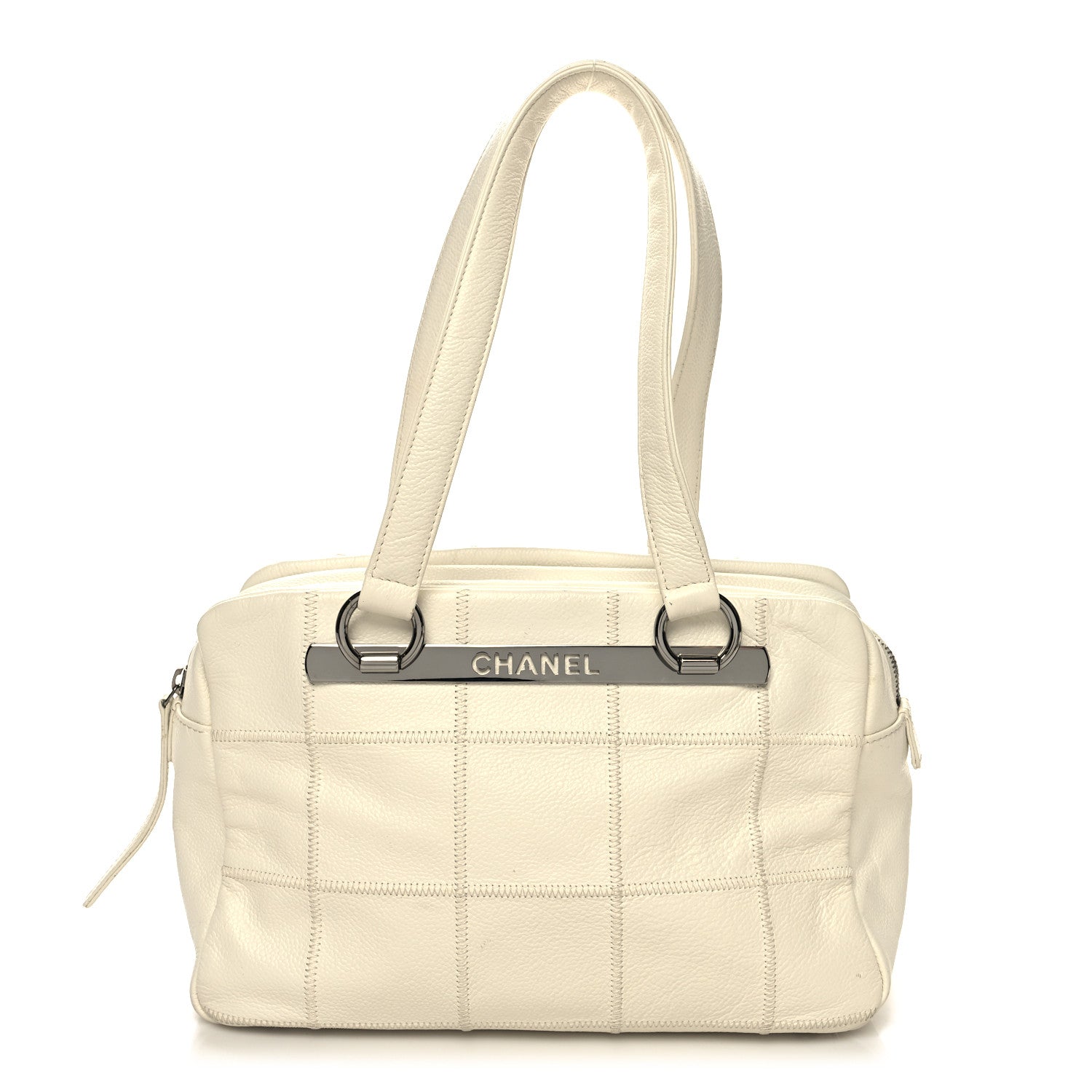 Chanel Caviar Square Stitched Bowler White 1 of 16