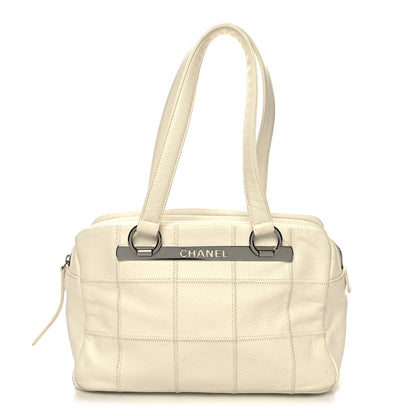 Chanel Caviar Square Stitched Bowler White 1 of 16