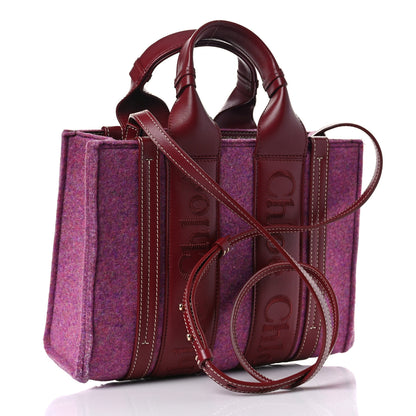 Chloe Recycled Felt Calfskin Small Woody Ribbon Tote Striking Purple 3 of 9