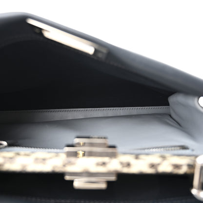 Fendi Vitello Seta Shiny Nappa Elaphe Medium Peekaboo Iconic Satchel Notturno Natural 5 of 11