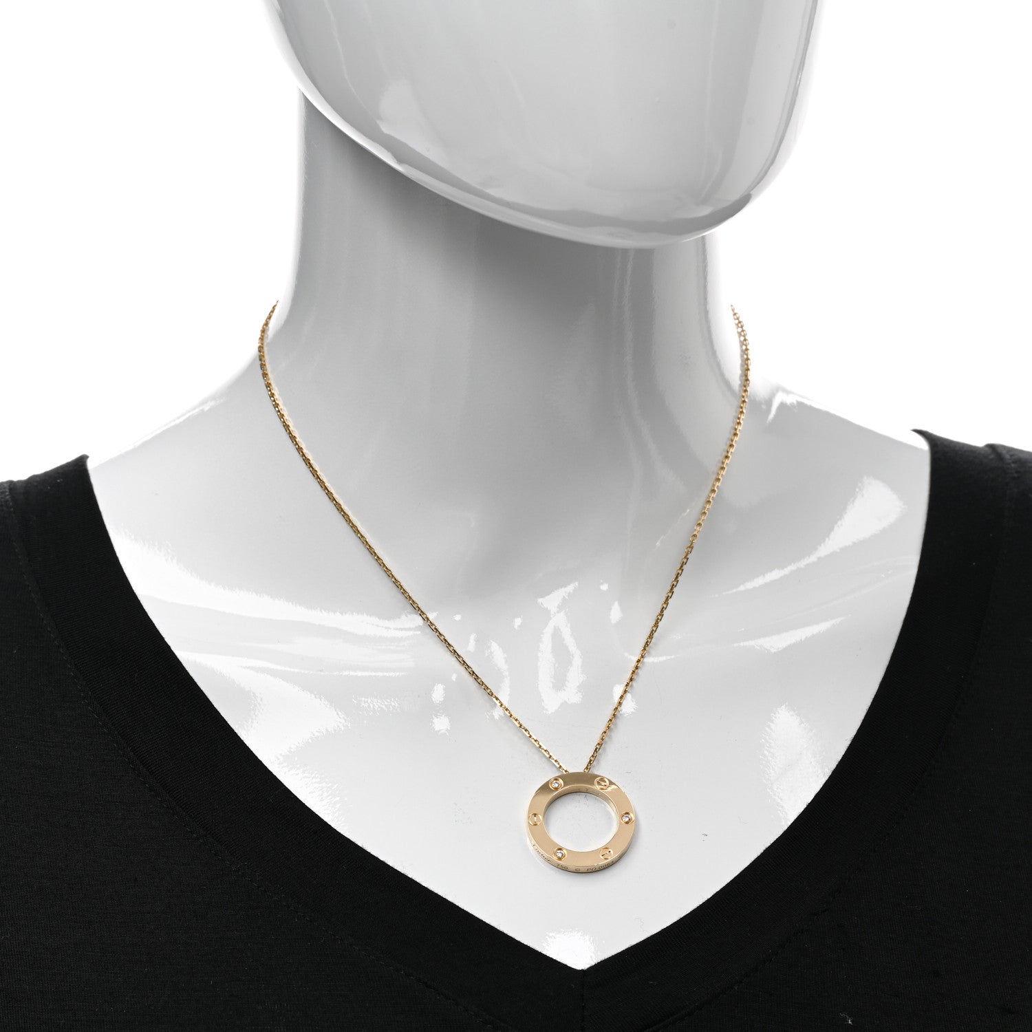 Cartier 18K Yellow Gold 3 Diamonds LOVE Pendant Necklace 2 of 4