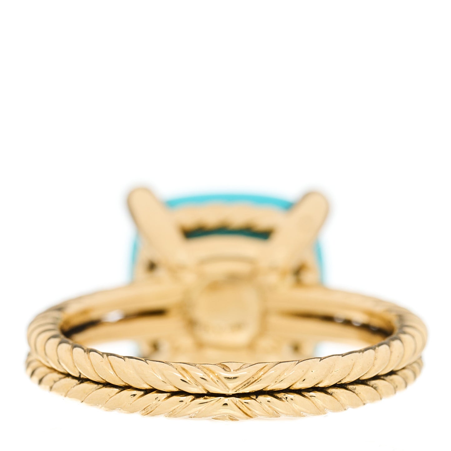 18K Yellow Gold Diamond Turquoise 11mm Chatelaine Ring 54 6.75