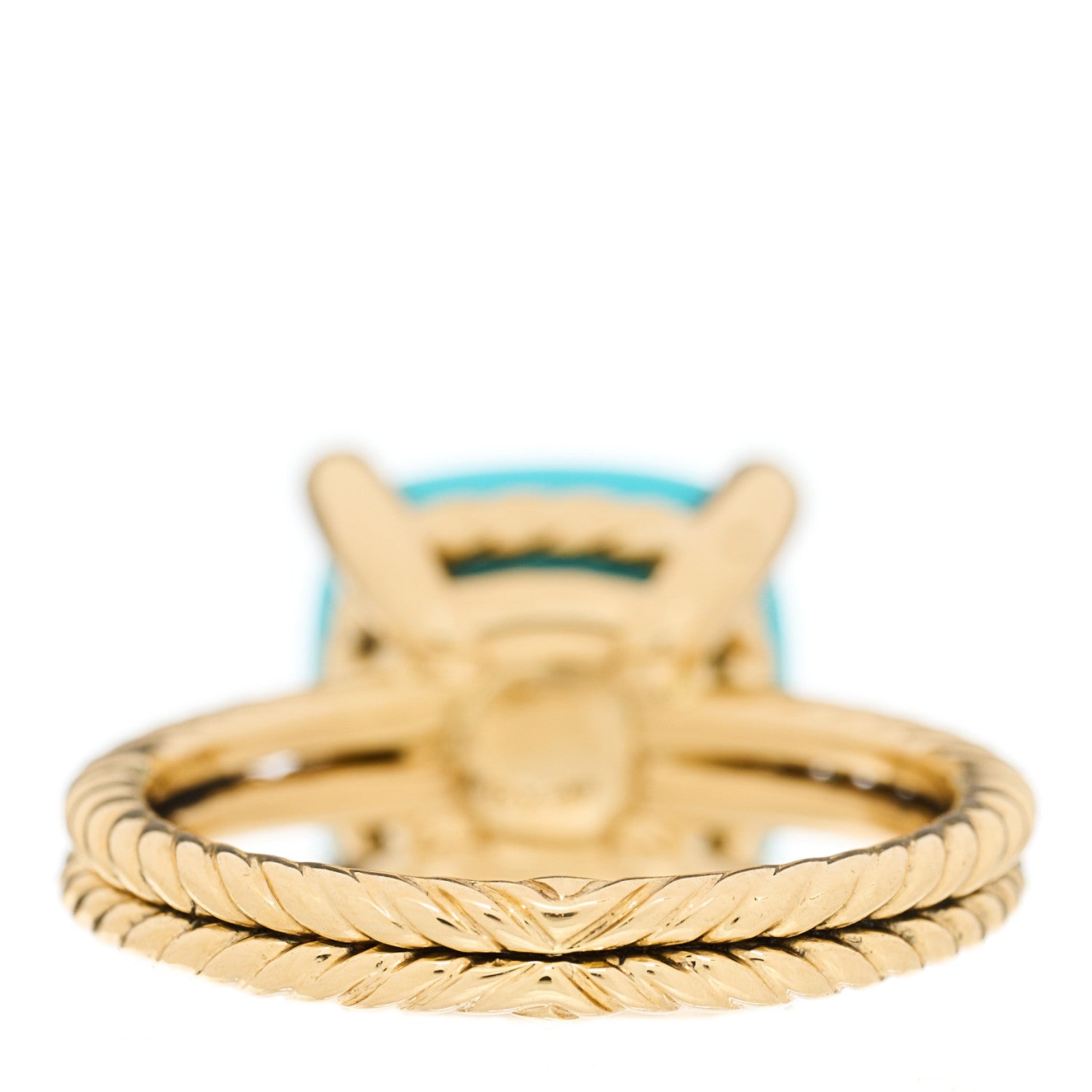 David Yurman 18K Yellow Gold Diamond Turquoise 11mm Chatelaine Ring 54 6.75 3 of 4