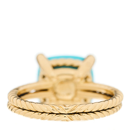 David Yurman 18K Yellow Gold Diamond Turquoise 11mm Chatelaine Ring 54 6.75 3 of 4