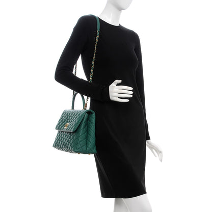 Chanel Caviar Quilted Medium Coco Handle Flap Green 2 of 9