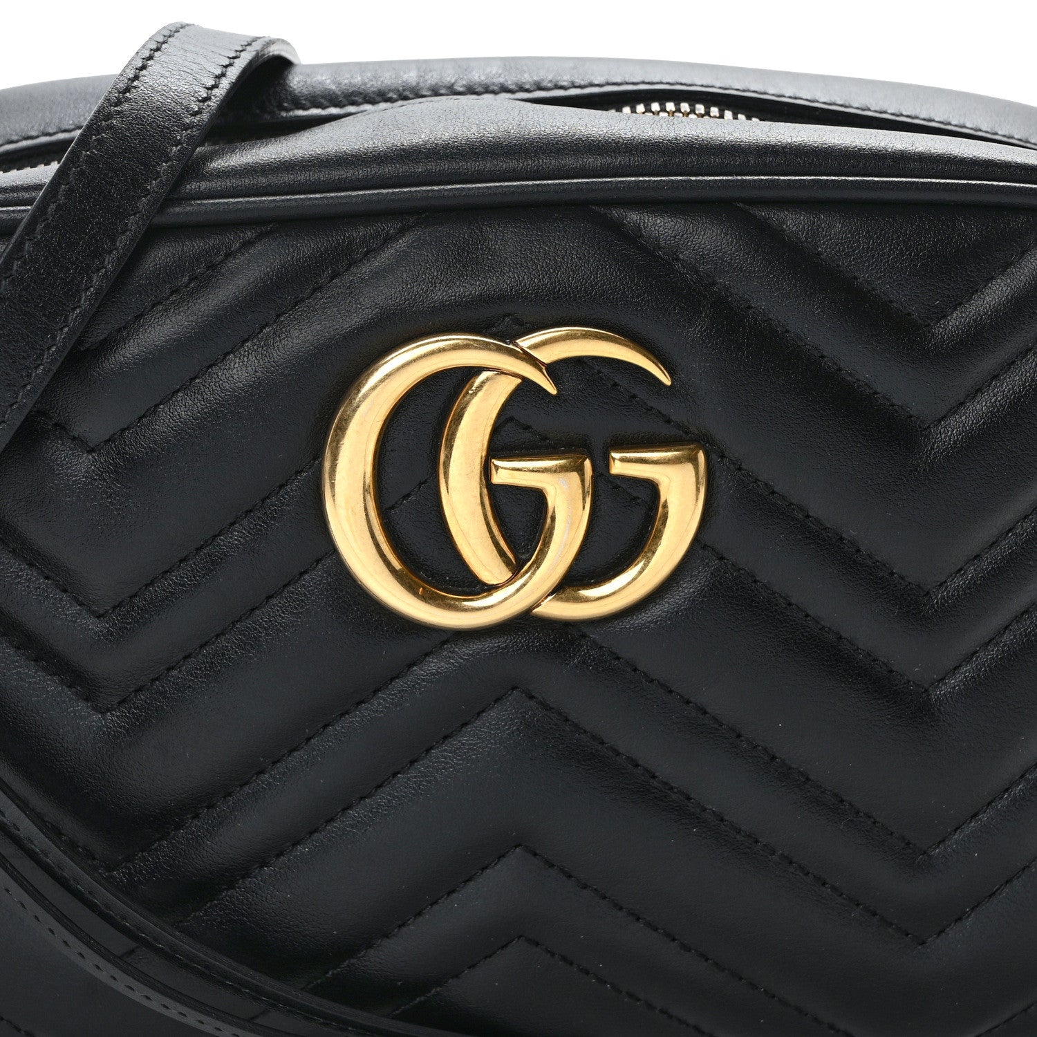 Gucci Calfskin Matelasse Small GG Marmont Chain Shoulder Bag Black 8 of 14