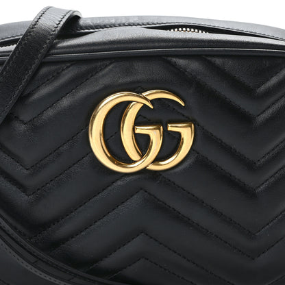 Gucci Calfskin Matelasse Small GG Marmont Chain Shoulder Bag Black 8 of 14
