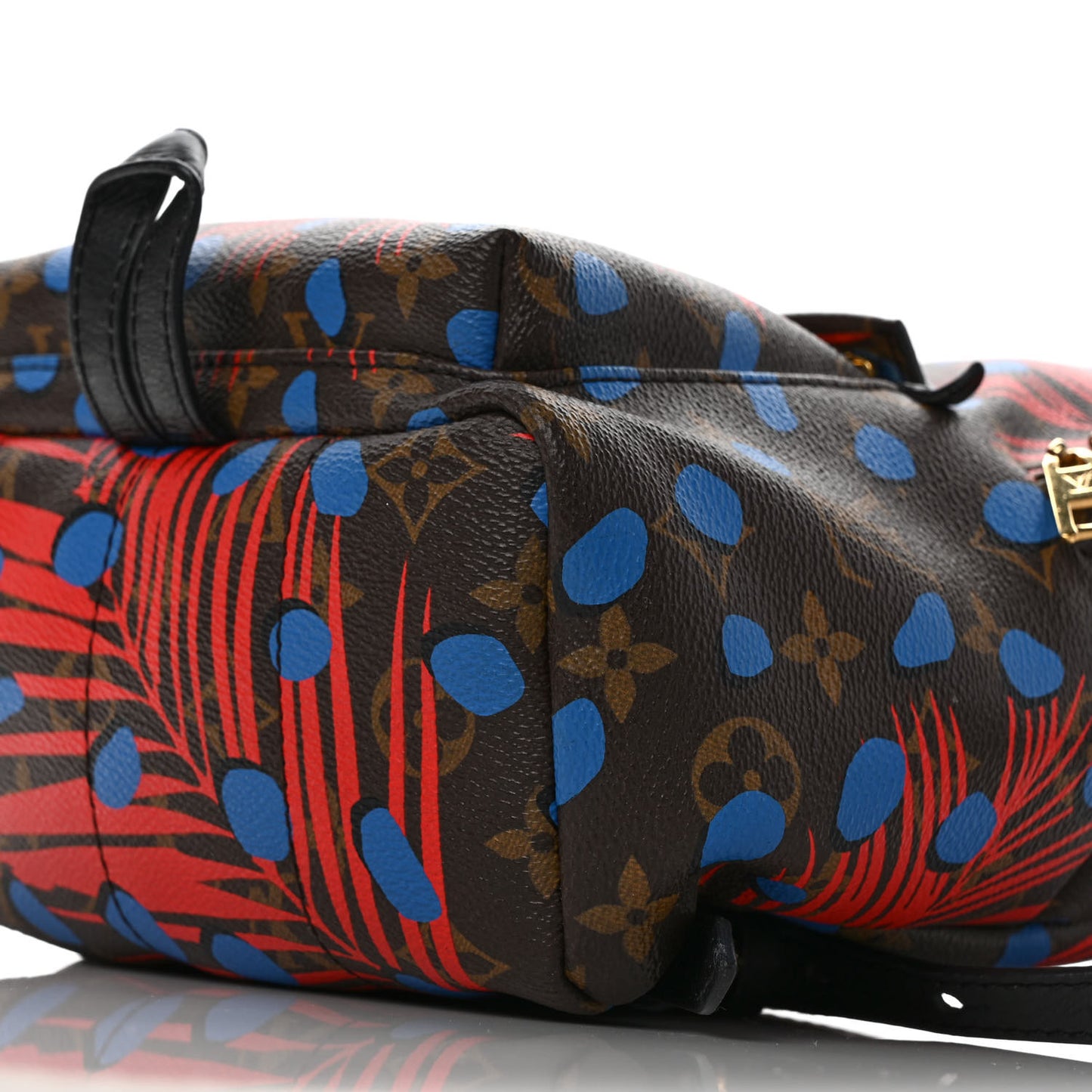 Monogram Jungle Dots Palm Springs Backpack PM Coquelicot Denim