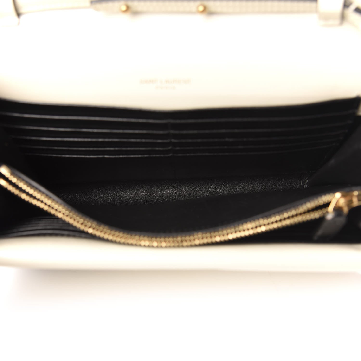 Saint Laurent Smooth Calfskin Monogram Sulpice Chain Wallet Black White 5 of 12