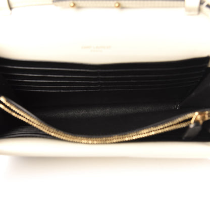 Saint Laurent Smooth Calfskin Monogram Sulpice Chain Wallet Black White 5 of 12