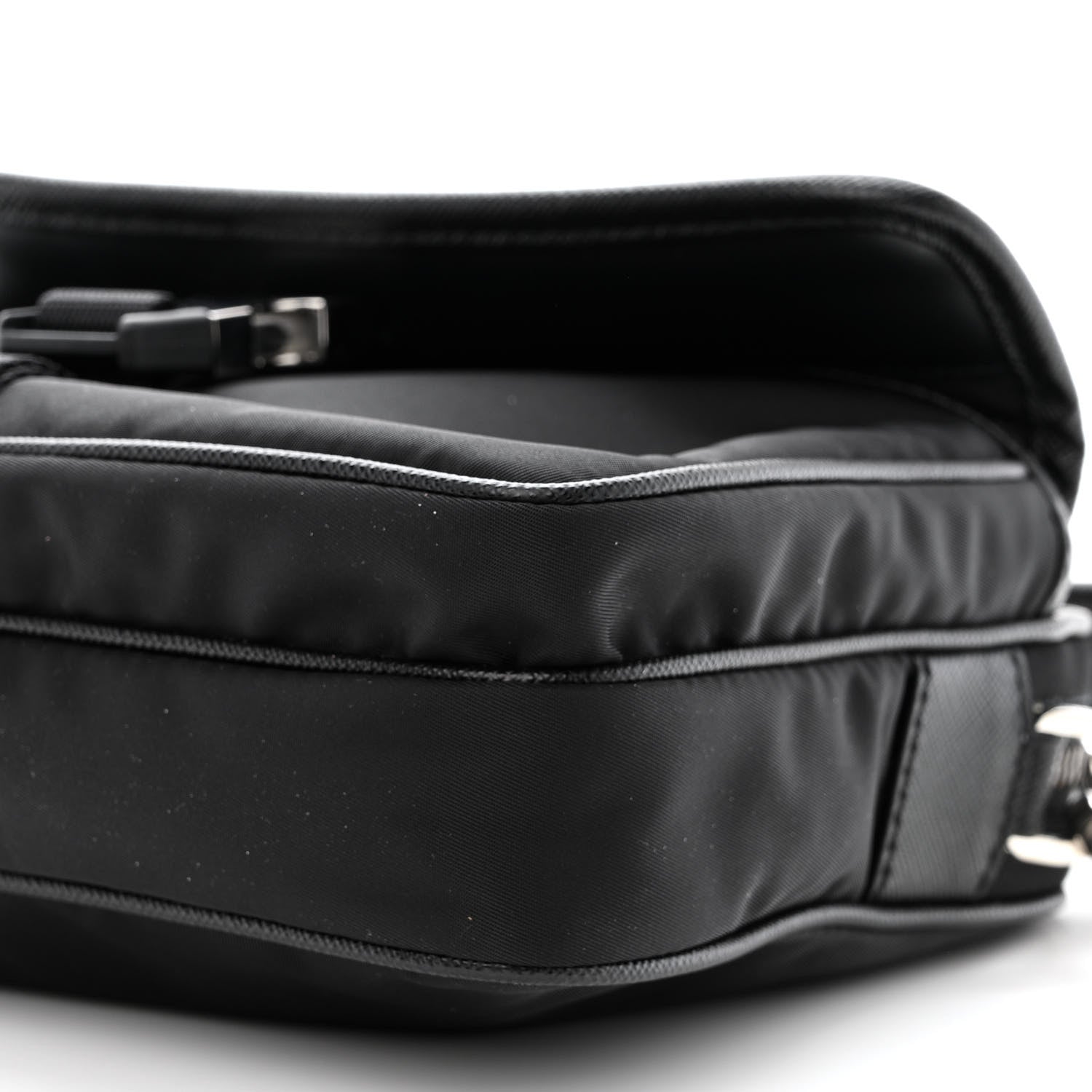 Prada Re-Nylon Saffiano Pocket Single Snap Buckle Shoulder Bag Black 12 of 13