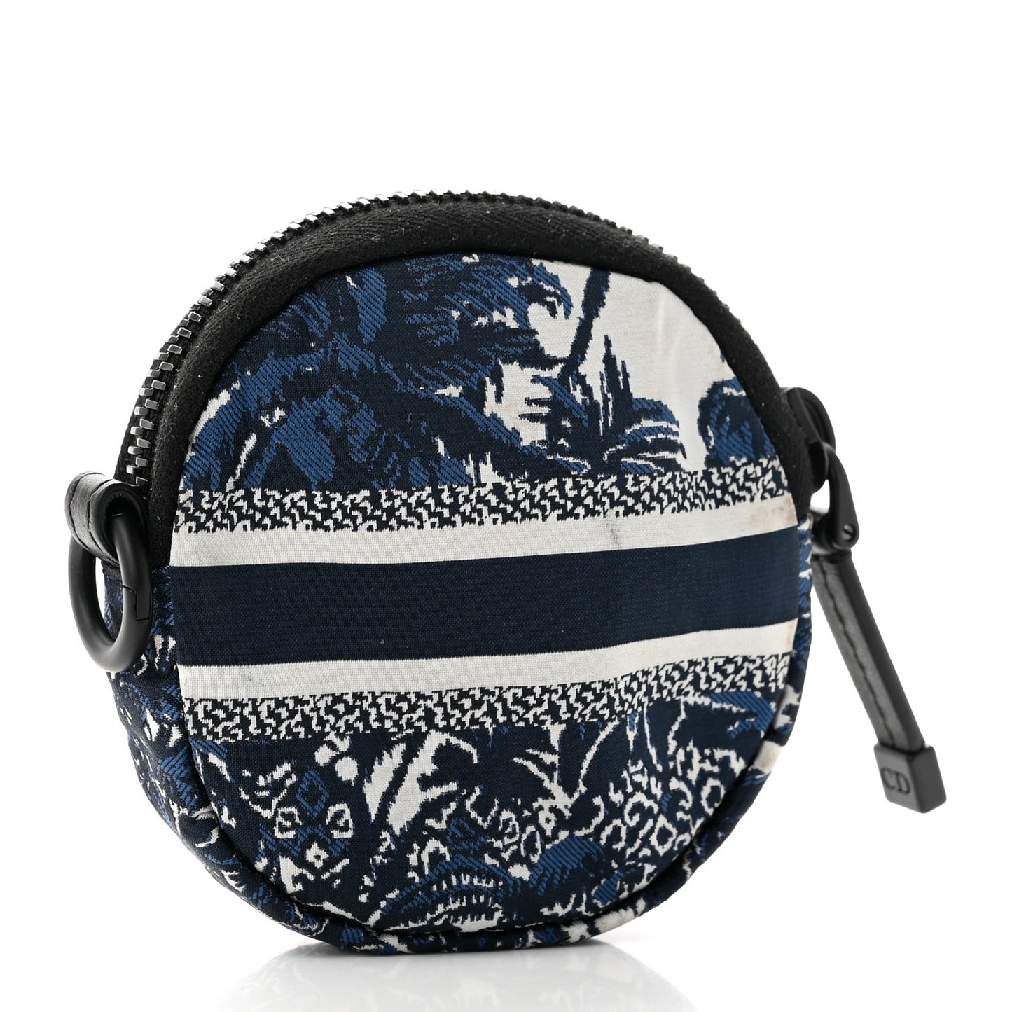 Technical Fabric Embroidered Toile De Jouy DiorTravel Round Coin Purse Blue
