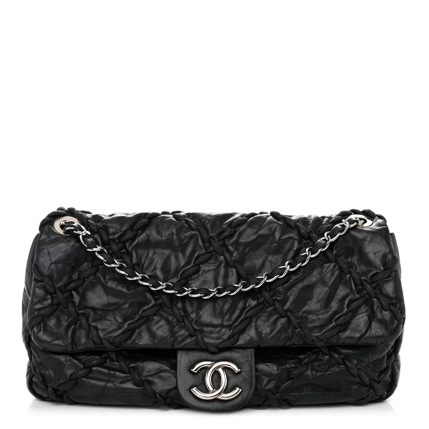 Calfskin Medium Ultra Stitch Flap Black