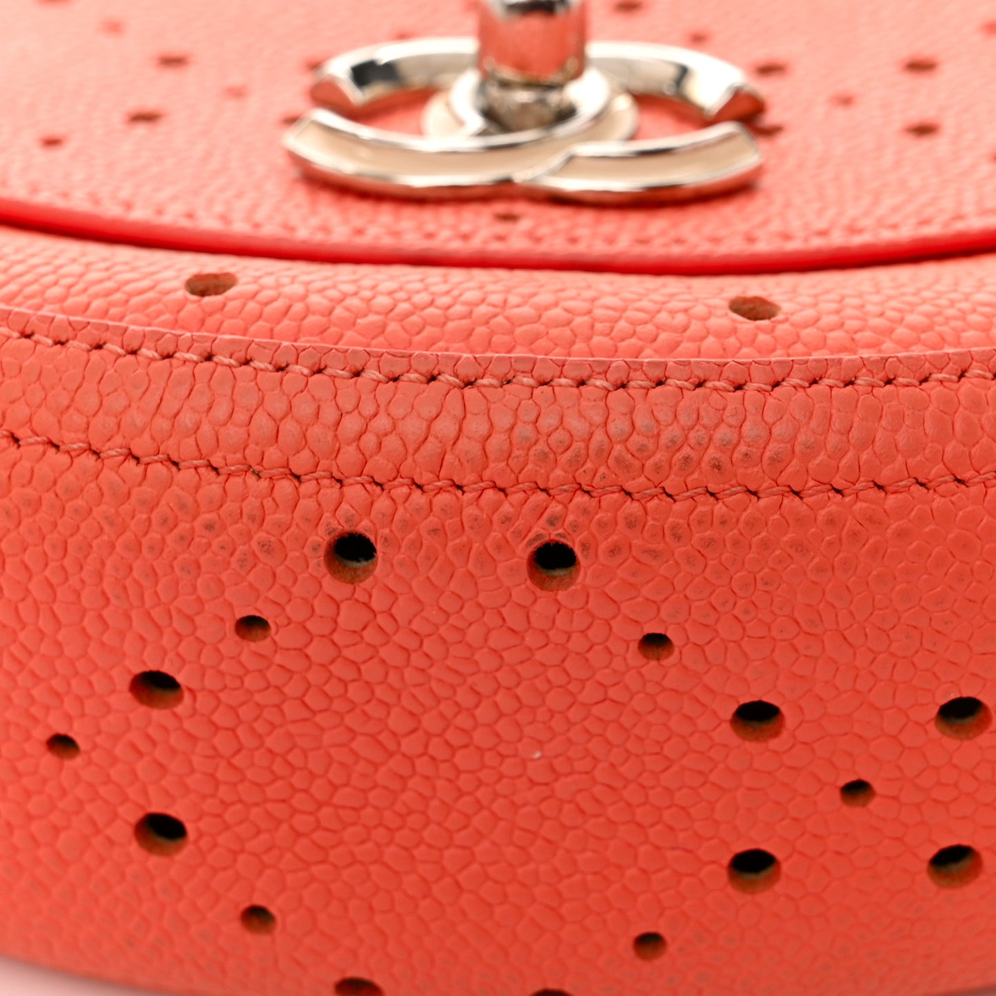 Caviar Perforated Messenger Bag Coral