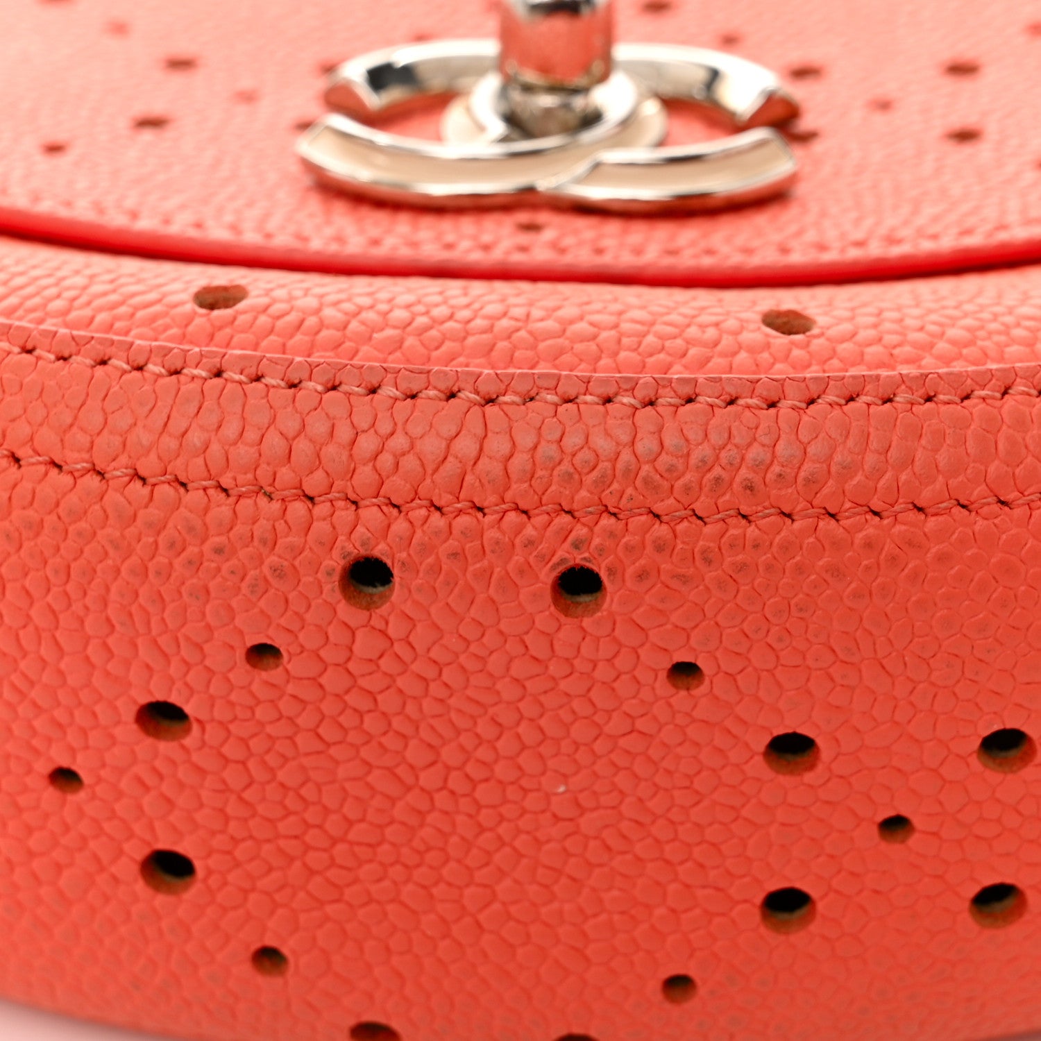 Chanel Caviar Perforated Messenger Bag Coral 11 of 11