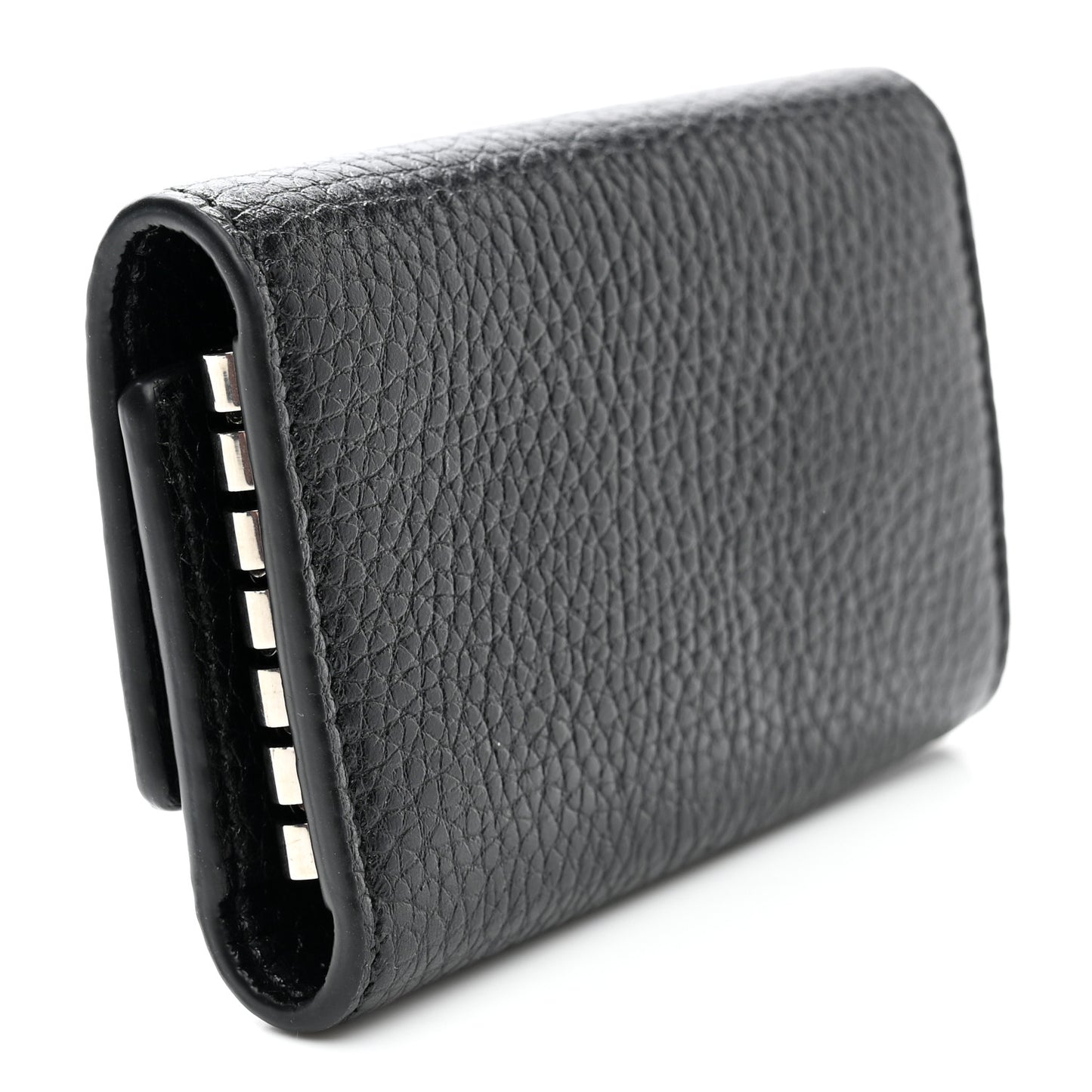 Pebbled Calfskin Dorian 6 Key Holder Case Black