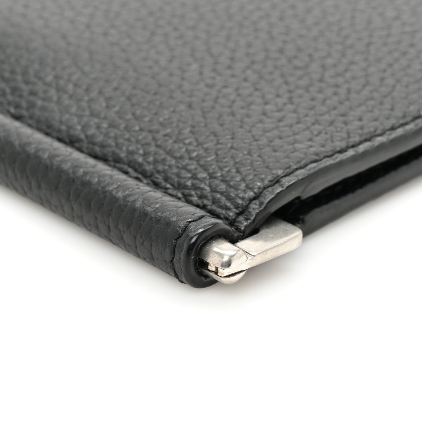 Grained Calfskin Cassandre Shadow Bill Clip Wallet Black