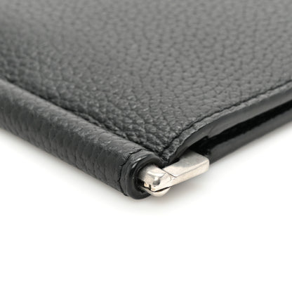 Saint Laurent Grained Calfskin Cassandre Shadow Bill Clip Wallet Black 10 of 11