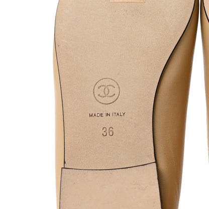 Chanel Lambskin Cap Toe Ballerina Flats 36 Beige Black 7 of 8