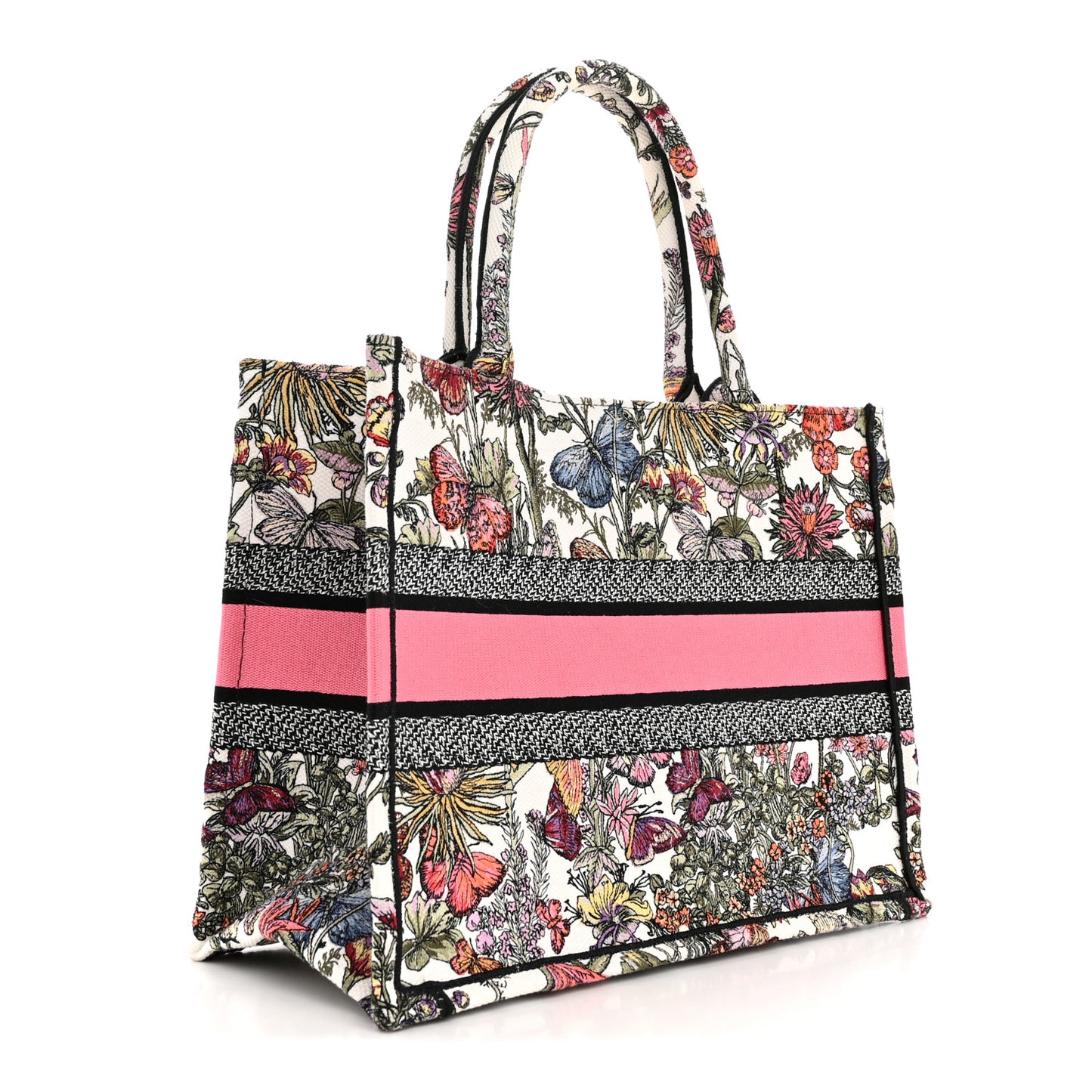 Canvas Embroidered Medium Mexico Millefiori Book Tote White Multicolor