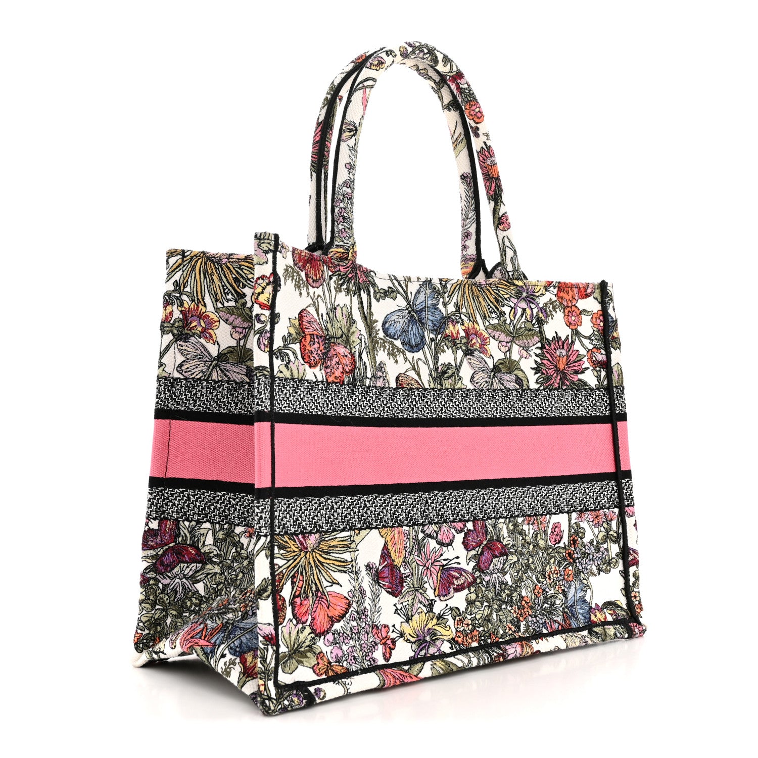Christian Dior Canvas Embroidered Medium Mexico Millefiori Book Tote White Multicolor 3 of 10