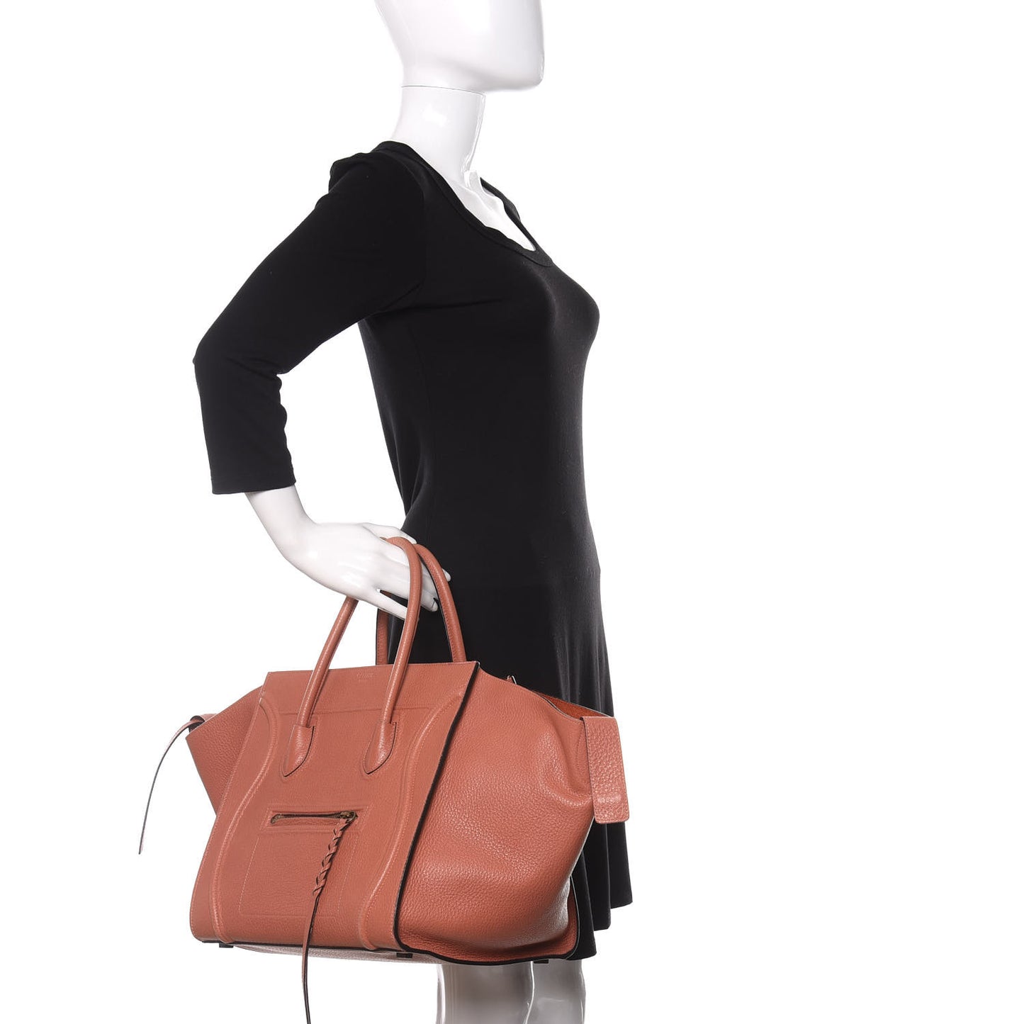 Shiny Grained Calfskin Medium Phantom Luggage Terracotta