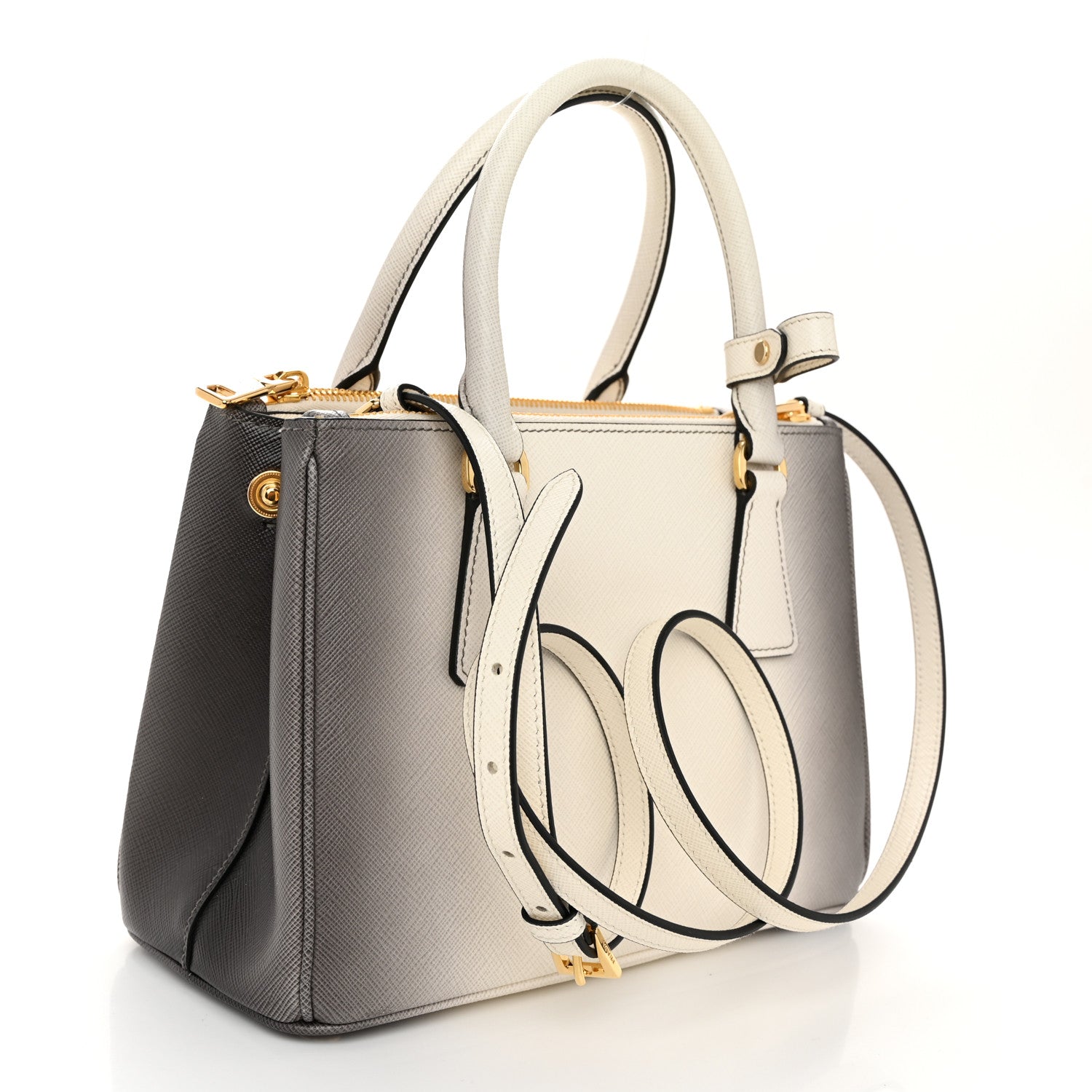 Prada Saffiano Lux Ombre Small Galleria Double Zip Tote Gradient White 3 of 10