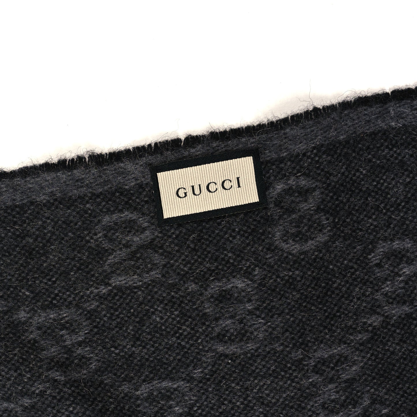 Wool Angora Monogram Web New Nikky Scarf Grey Black