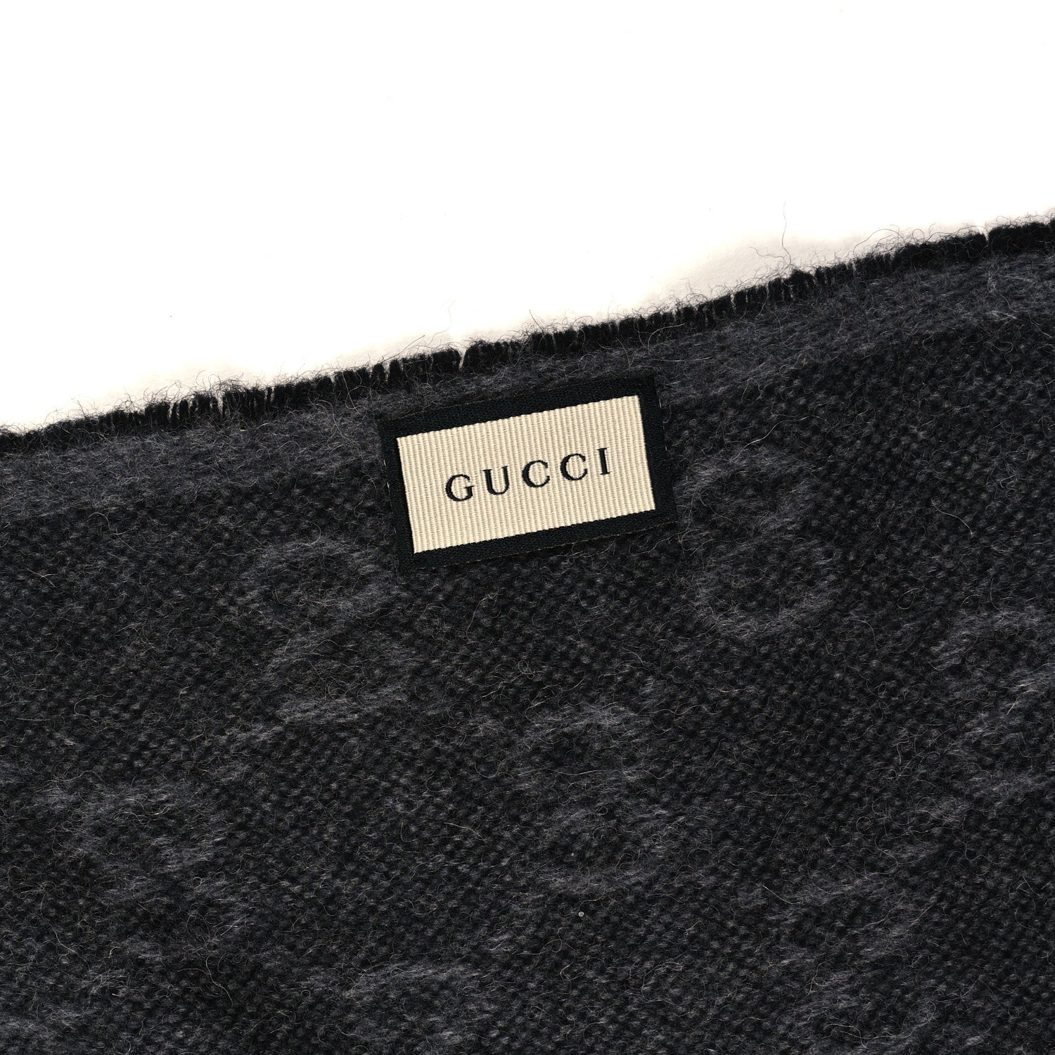 Gucci Wool Angora Monogram Web New Nikky Scarf Grey Black 3 of 3