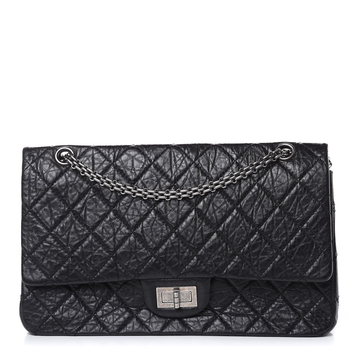 Aged Calfskin Quilted 2.55 Reissue 227 Flap Black