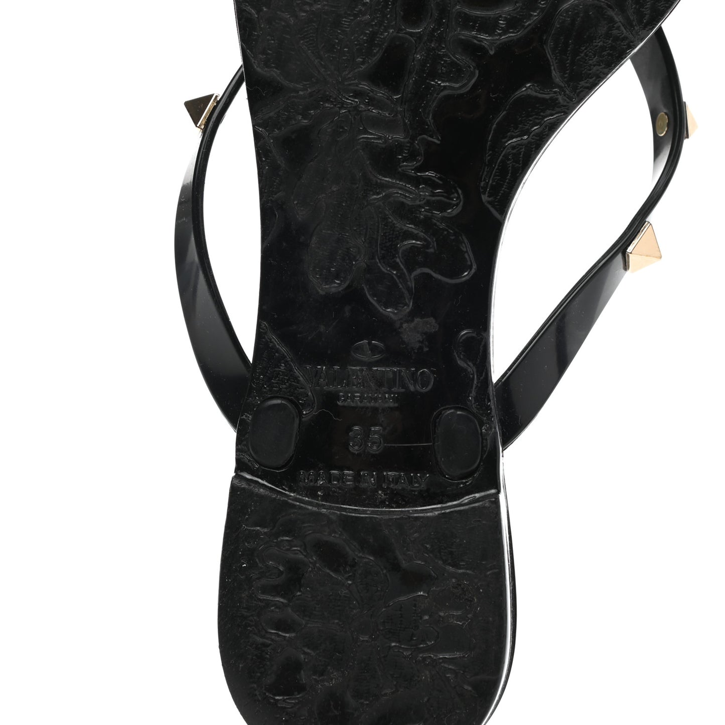 PVC Jelly Rockstud Bow Thong Sandals 35 Black