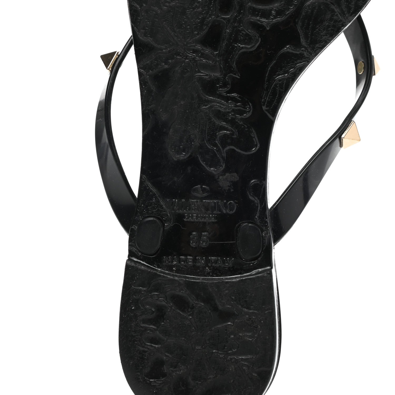 Valentino Garavani PVC Jelly Rockstud Bow Thong Sandals 35 Black 6 of 9